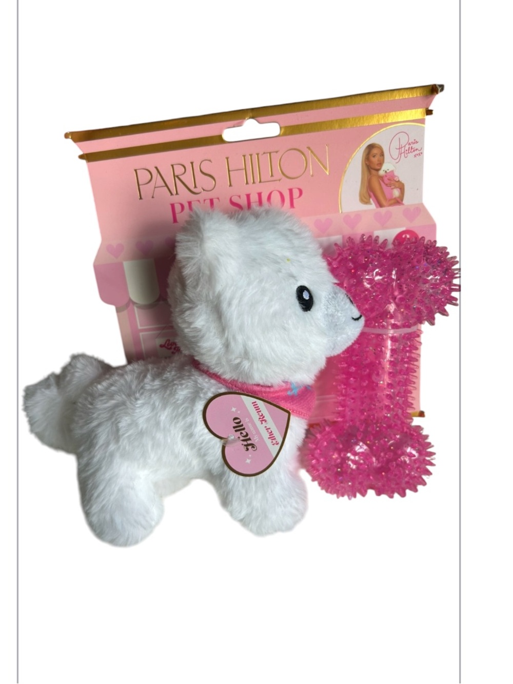 Paris Hilton dog stuffy toy bone